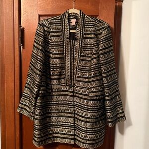 Chico's Elegant Black and Gold Patterned Blazer